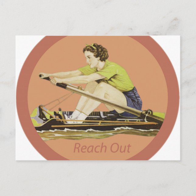 Vintage Woman Rower Vykort (Framsida)