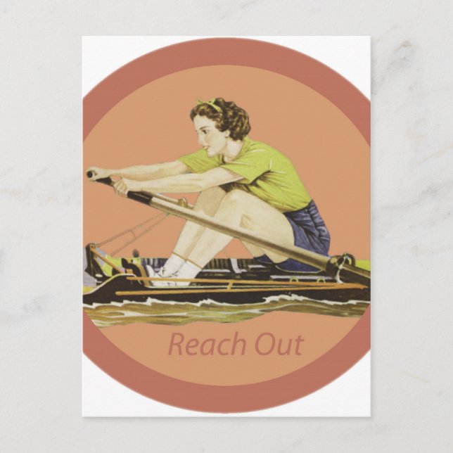 Vintage Woman Rower Vykort (Framsida)