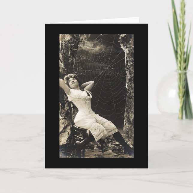 Vintage Woman-Spindelnät Kort (Framsida)