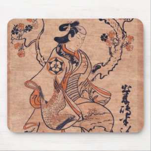 Vintage Woman Teckning Dekishima Hanya Seated Musmatta