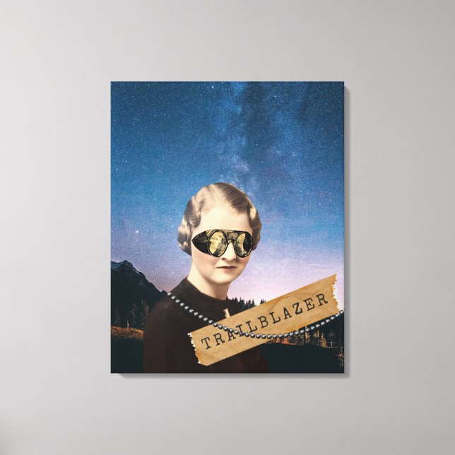 Vintage Woman Trailblazer Night Himlar Pop Art Canvastryck (Framsida)