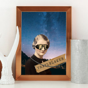 Vintage Woman Trailblazer Night Himlar Pop Art Poster