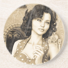 Vintage Woman Underlägg Sandsten