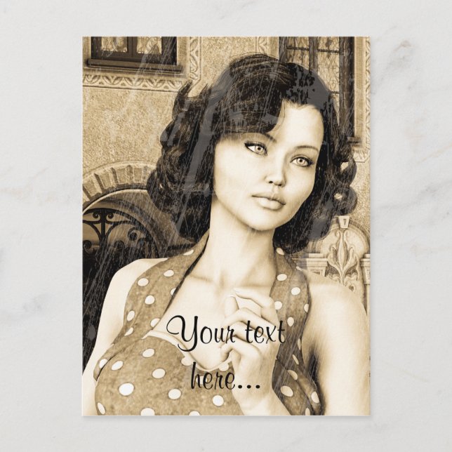 Vintage Woman Vykort (Framsida)