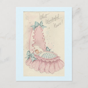 Vintage "Wonderful News" Baby Vykort