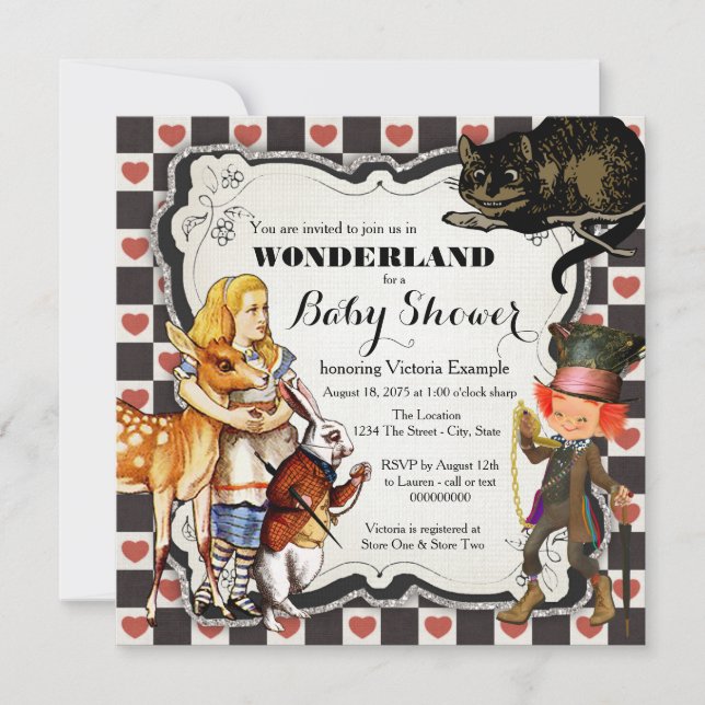 Vintage Wonderland Baby Shower Inbjudningar (Framsida)