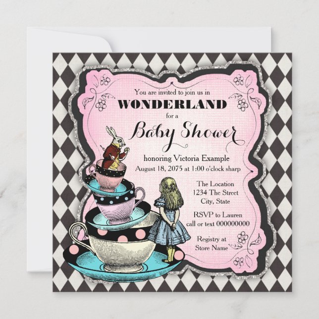 Vintage Wonderland Bebis Shower Inbjudningar (Framsida)