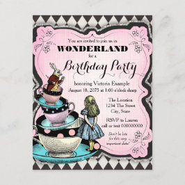 Vintage Wonderland Födelsedagsfest Inbjudningar
