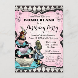 Vintage Wonderland Födelsedagsfest Inbjudningar