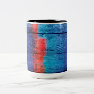 Vintage Wood Abstrakt Painting #11 Två-Tonad Mugg