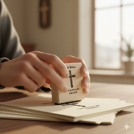 Vintage Wood Cross He Is Risen Floral Church Stämpel