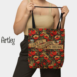 Vintage Wood Grain Poppy tote bag, äger 51 tote ba Tygkasse