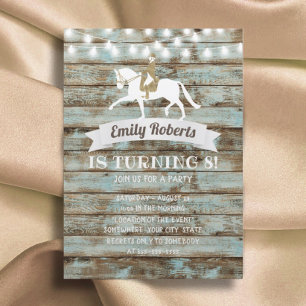 Vintage Wood Horse Birthday Inbjudningar