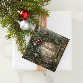 Vintage Wood Red Berries och Holly jul Gåvor Etiketter