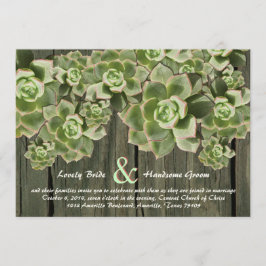 Vintage Wood Soft Succulents bröllopsinbjudningar Inbjudningar