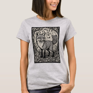 Vintage Woodcut Fox T Shirt