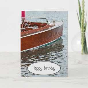 Vintage Wooden Boat Birthday Kort