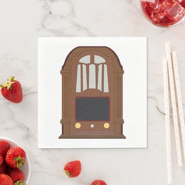 Vintage Wooden Radio Pappersservett (Skapare uppladdad)