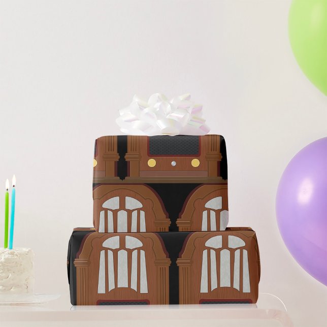 Vintage Wooden Radio Presentpapper (Skapare uppladdad)