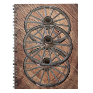 Vintage Wooden Wagon Hjul Anteckningsbok