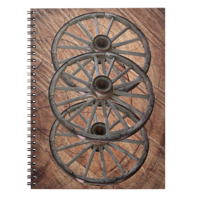 Vintage Wooden Wagon Hjul Anteckningsbok (Framsidan)