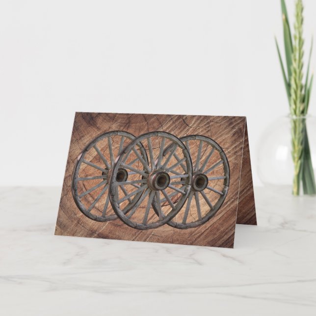 Vintage Wooden Wagon Hjul Note Card Anteckningskort (Framsida)