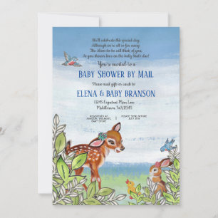 Vintage Woodland Animal Fawn Baby Shower by Mail Inbjudningar