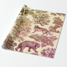 Vintage Woodland Animals Beige Rosa Toile Seamless