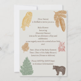 Vintage Woodland Baby Shower-Bears, Moose, Uggla Inbjudningar