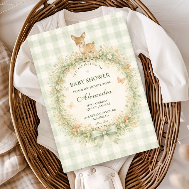 Vintage Woodland Deer Baby Shower Inbjudningar (Skapare uppladdad)