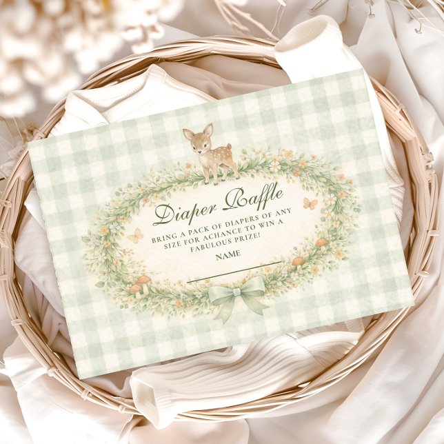 Vintage Woodland Deer Diapper Raffle Tilläggskort (Skapare uppladdad)