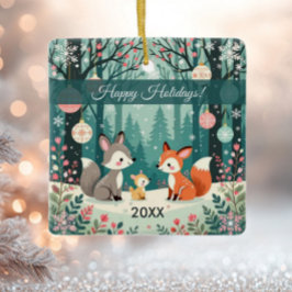 Vintage Woodland Forest Julgransprydnad Keramik