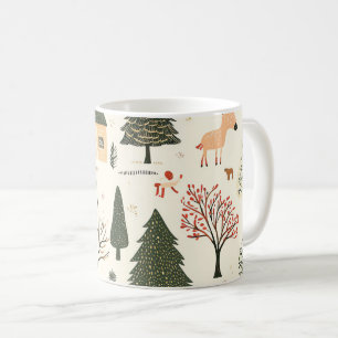 Vintage Woodland jul Mönster (16) Kaffemugg