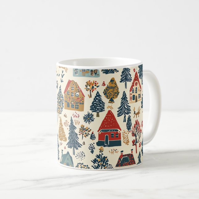 Vintage Woodland jul Mönster (20) Kaffemugg (Framsida höger)