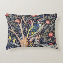 Vintage Woodpecker Blommigt Tapestry William Morri Prydnadskudde
