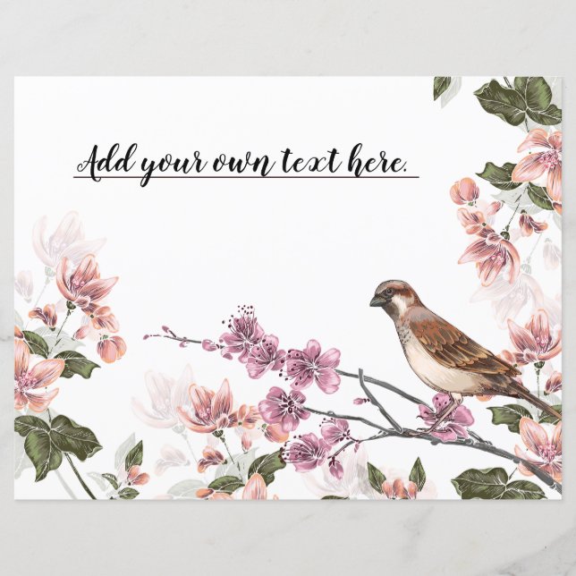 Vintage Woodpecker Flowers Journal Scrapbook Pappe (Framsida)