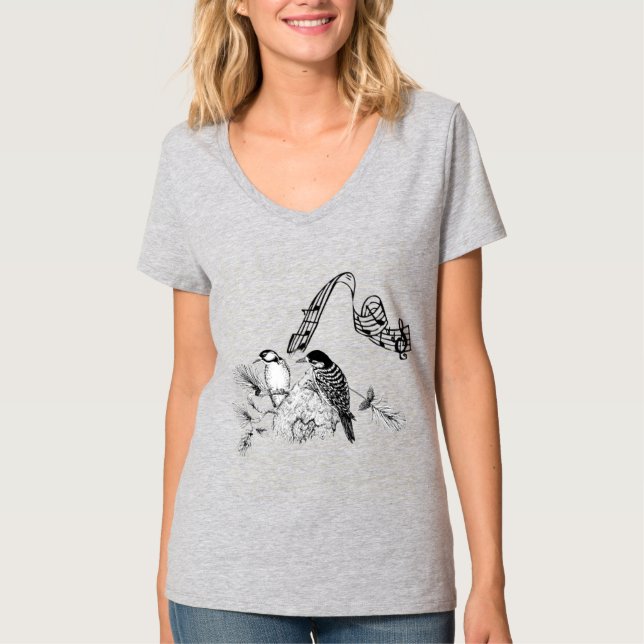 Vintage Woodpecker Rustic Land Love birds T-shirt (Framsida)