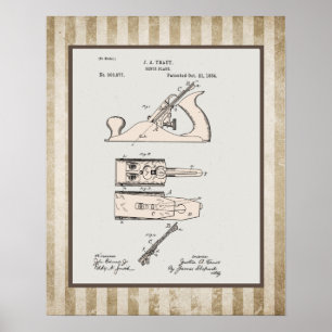 Vintage Woodworking Flygplan Patent Poster