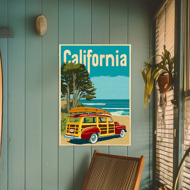 Vintage Woody California Travel Poster (Skapare uppladdad)