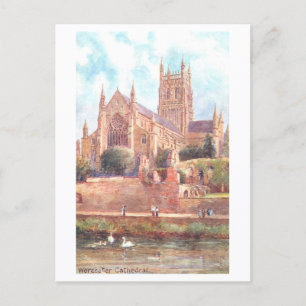 Vintage Worcester-katedralen Vykort
