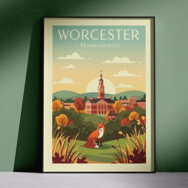 Vintage Worcester Massachusetts Poster (Skapare uppladdad)