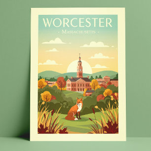 Vintage Worcester Massachusetts Vykort