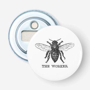 Vintage Worker Bee Illustration Art Flasköppnare