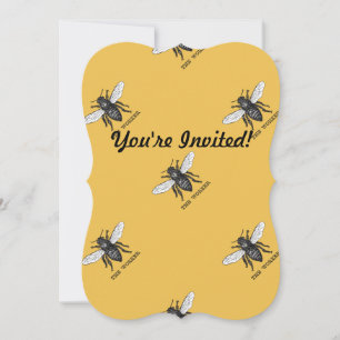 Vintage Worker Bee Illustration Art Inbjudningar