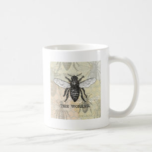 Vintage Worker Bee Illustration Art Kaffemugg