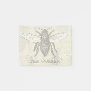 Vintage Worker Bee Illustration Art Post-it Block