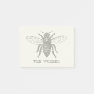 Vintage Worker Bee Illustration Art Post-it Block