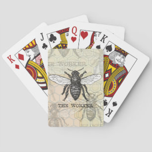 Vintage Worker Bee Illustration Art Spel Kort