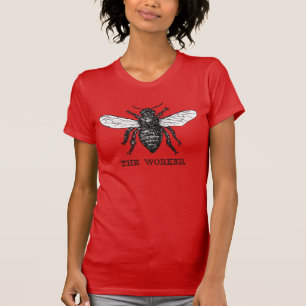 Vintage Worker Bee Illustration Art Tee Shirt