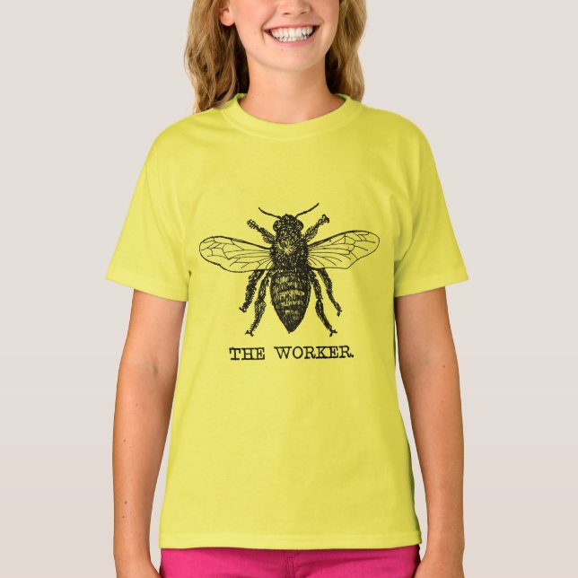 Vintage Worker Bee Illustration Art Tröja (Framsida)